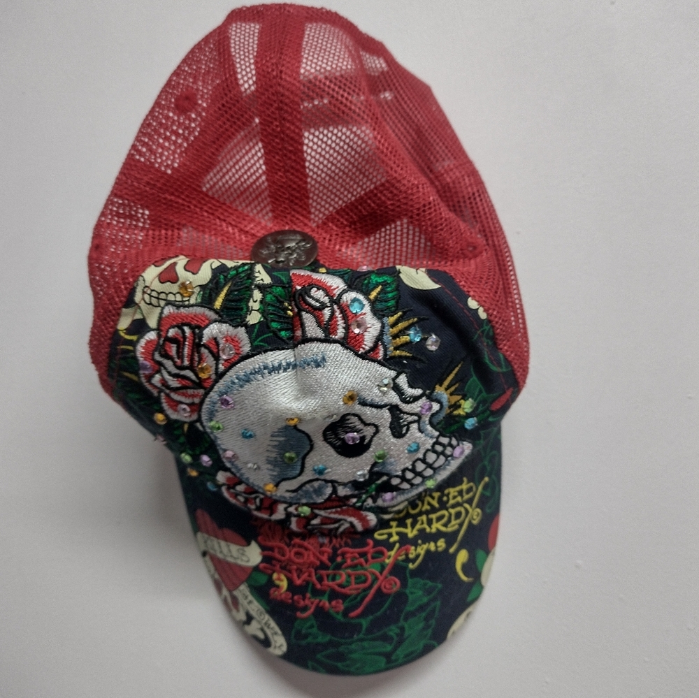 Don ED Hardy bling skull cap adjustable adult size - Picture 2 of 3